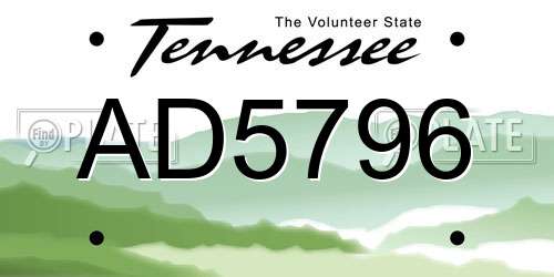 AD5796 Tennessee License Plate