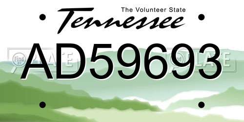 AD59693 Tennessee License Plate