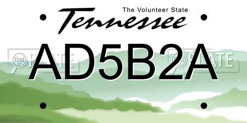 AD5B2A Tennessee License Plate