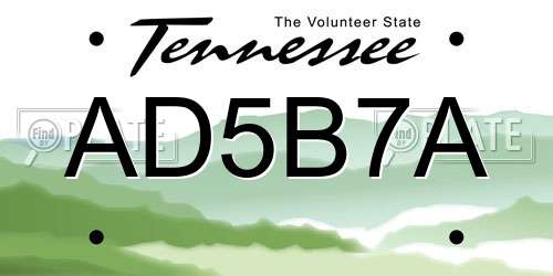 AD5B7A Tennessee License Plate