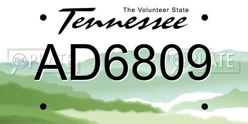 AD6809 Tennessee License Plate