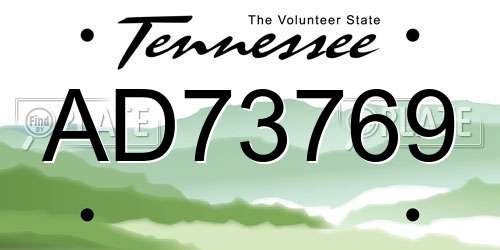 AD73769 Tennessee License Plate