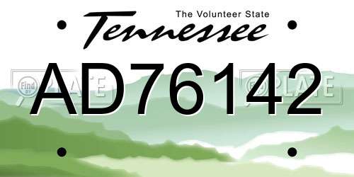 AD76142 Tennessee License Plate