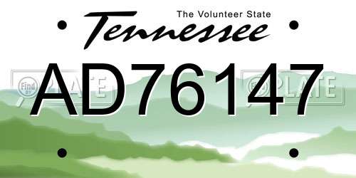AD76147 Tennessee License Plate