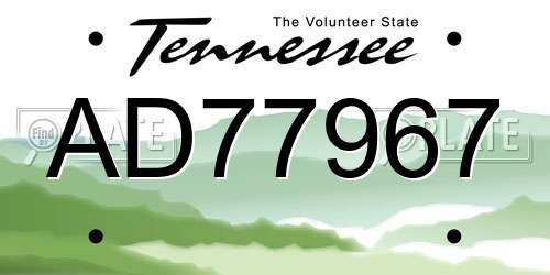 AD77967 Tennessee License Plate