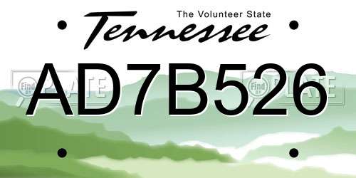 AD7B526 Tennessee License Plate