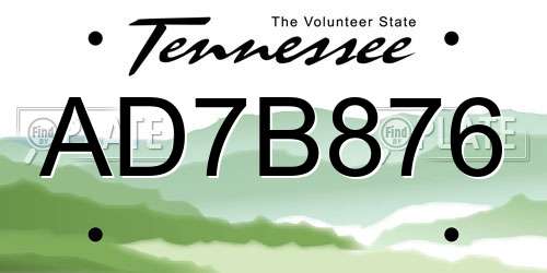 AD7B876 Tennessee License Plate