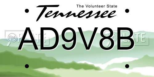 AD9V8B Tennessee License Plate