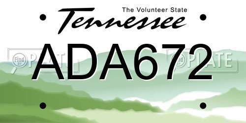 ADA672 Tennessee License Plate
