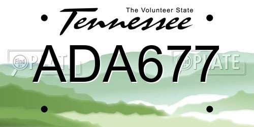 ADA677 Tennessee License Plate