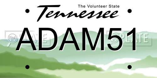 ADAM51 Tennessee License Plate