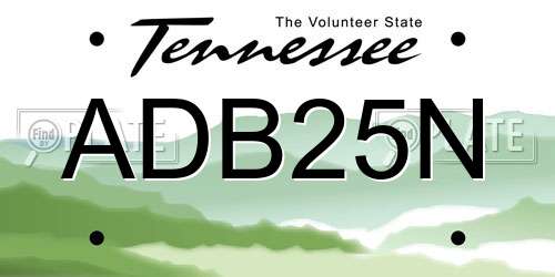 ADB25N Tennessee License Plate
