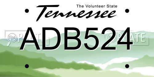 ADB524 Tennessee License Plate