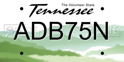 ADB75N Tennessee License Plate