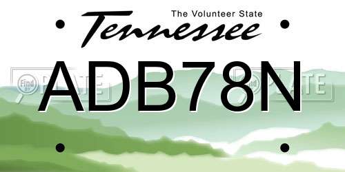 ADB78N Tennessee License Plate