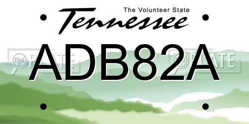 ADB82A Tennessee License Plate