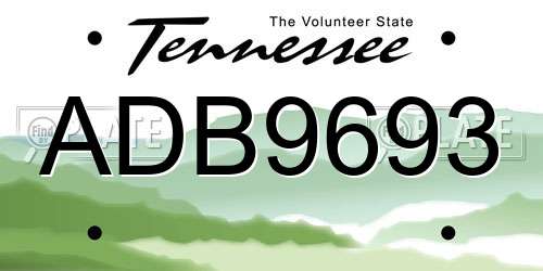 ADB9693 Tennessee License Plate