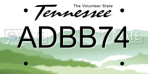 ADBB74 Tennessee License Plate