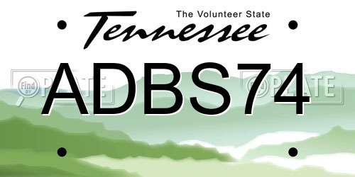 ADBS74 Tennessee License Plate