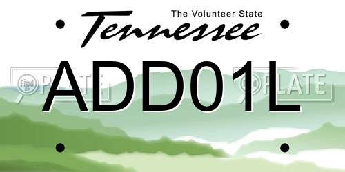 ADD01L Tennessee License Plate