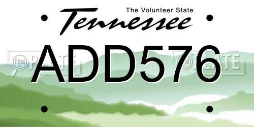 ADD576 Tennessee License Plate