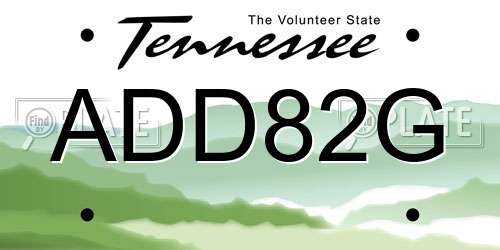 ADD82G Tennessee License Plate