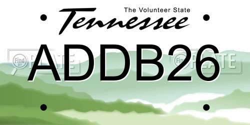 ADDB26 Tennessee License Plate