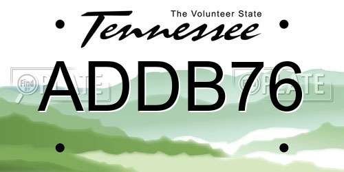 ADDB76 Tennessee License Plate