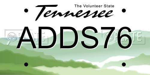 ADDS76 Tennessee License Plate