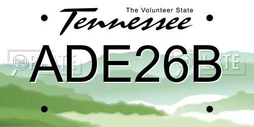ADE26B Tennessee License Plate