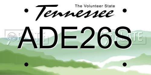 ADE26S Tennessee License Plate