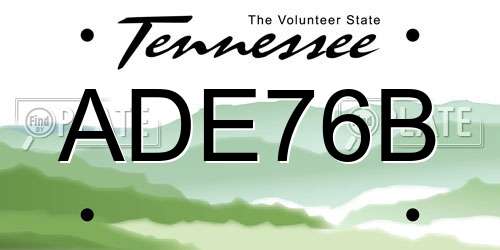 ADE76B Tennessee License Plate