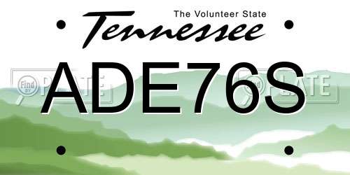 ADE76S Tennessee License Plate