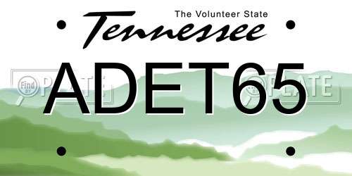 ADET65 Tennessee License Plate