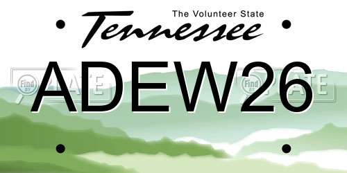 ADEW26 Tennessee License Plate