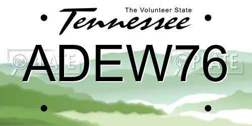 ADEW76 Tennessee License Plate