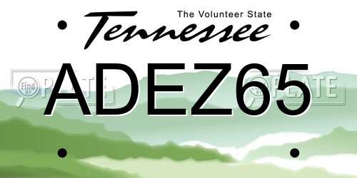 ADEZ65 Tennessee License Plate