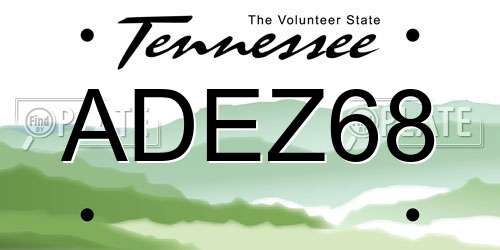 ADEZ68 Tennessee License Plate