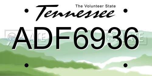 ADF6936 Tennessee License Plate