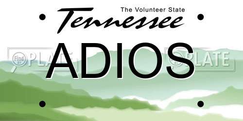 ADIOS Tennessee License Plate