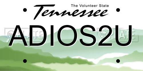 ADIOS2U Tennessee License Plate