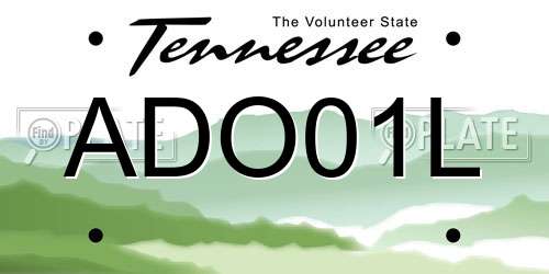 ADO01L Tennessee License Plate