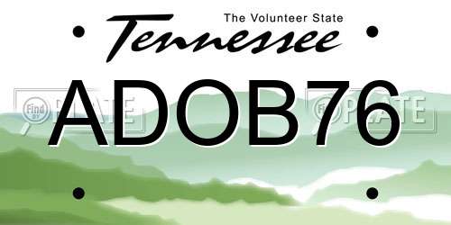 ADOB76 Tennessee License Plate