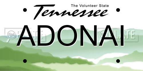 ADONAI Tennessee License Plate