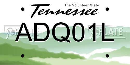 ADQ01L Tennessee License Plate
