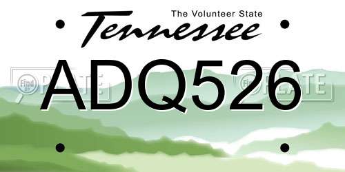 ADQ526 Tennessee License Plate