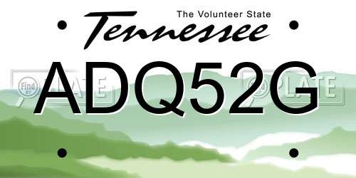ADQ52G Tennessee License Plate