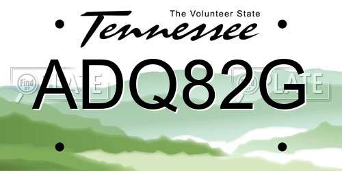ADQ82G Tennessee License Plate