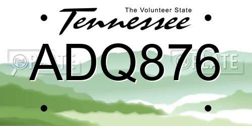 ADQ876 Tennessee License Plate