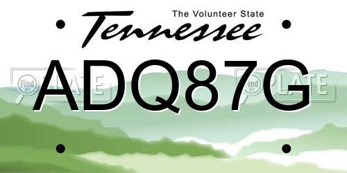 ADQ87G Tennessee License Plate
